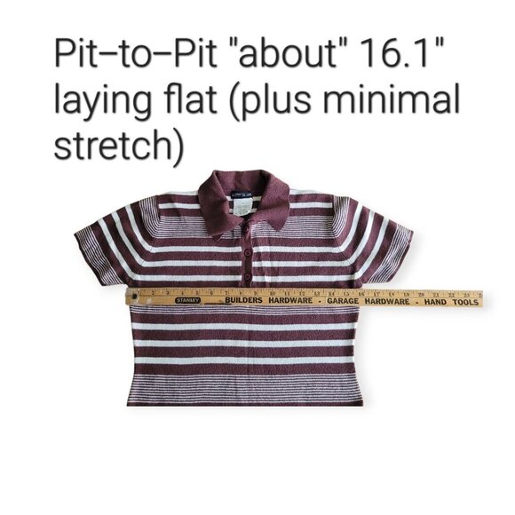 Esprit Vintage 90s Collared Dress, Brown & Cream Stripes - Picture 9 of 11